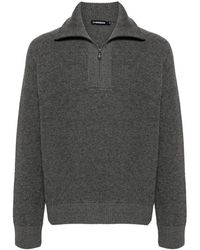 J.Lindeberg - Truien & Vesten ,Grijs ,Wol Quarter Zip Gebreide Trui - Lyst