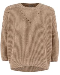 Peserico - Elegante maglione cordame con micro paillettes - Lyst