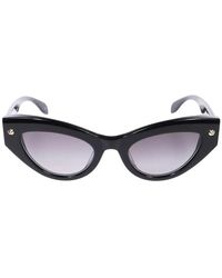 Alexander McQueen - Cat-eye sonnenbrille mit goldenen nieten - Lyst