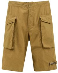 Aspesi - Leinen bermuda shorts mit taschen - Lyst