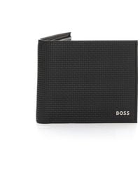 BOSS - Accessoires ,Zwart ,Leer Leren Kaarthouder En Portemonnee Met Reliëf, Geschenkset - Lyst