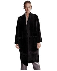 VESPUCCI by VSP - Zwarte Omkeerbare Shearling Jas - Lyst