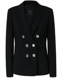 Pinko - Jassen ,Zwart ,Leer Double-Breasted Blazer Jacket - Lyst