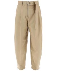 Jil Sander - Cotton pants with removable belt - Lyst