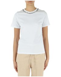 Emme Di Marella - T-shirt in cotone ordine con strass - Lyst