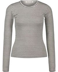 Sofie Schnoor - Tops ,Grijs ,Spandex Lange Mouw Grijze Gestreepte Blouse - Lyst