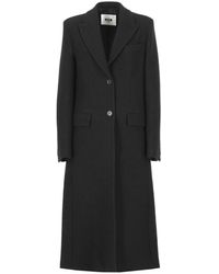 MSGM - Abrigo Lana Negro Solapa, Mujer, Talla - Lyst