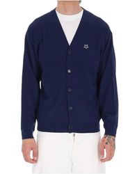 KENZO - Truien & Vesten ,Blauw ,Wol Cardigan - Lyst