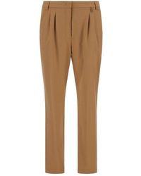 Herno - Broeken ,Bruin ,Leer Tapered Broeken - Lyst