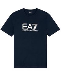 EA7 - Tops ,Blauw ,Katoen Visibility T-Shirt Met Korte Mouwen - Lyst