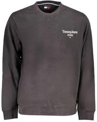 Tommy Hilfiger - Schwarzer baumwollpullover, rundhalsausschnitt, logo-druck - Lyst