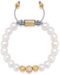 Nialaya - Women`s beaded bracelet with white sea pearl and gold - Lyst