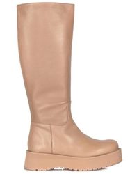 Paloma Barceló - Leder plateau-stiefel mit reißverschluss - Lyst