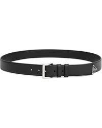 Prada - Accessoires ,Zwart ,Leer Zwarte Leren Riem Met Zilveren Gesp - Lyst