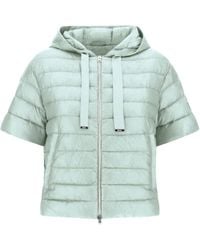 Herno - Jassen ,Groen ,Nylon Ultralichte Nylon Jas Met Capuchon En Korte Mouwen - Lyst