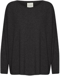 Part Two - Truien & Vesten ,Zwart ,Wol Zwarte Gebreide Trui Met Ronde Hals - Lyst