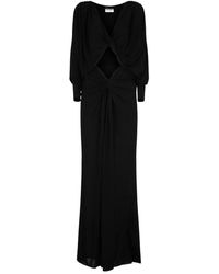 Saint Laurent - Vestido elegante negro con cortes - Lyst