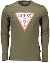 Guess - Grünes Baumwoll Slim Fit Logo T-Shirt - Lyst