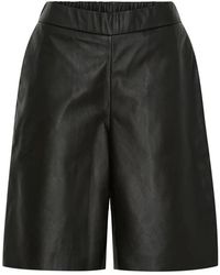 Notyz - Korte Broeken ,Zwart ,Leer Zwarte Leren Bermuda Shorts Met Zadelrugdetail - Lyst