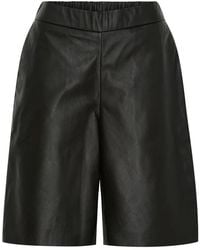 Notyz - Korte Broeken ,Zwart ,Leer Zwarte Leren Bermuda Shorts Met Zadelrugdetail - Lyst