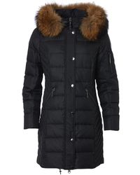 Danwear - Jassen ,Zwart ,Polyester Luxe Donsjas Met Wasbeer Bont - Lyst