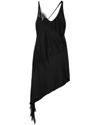 Courreges - Asymmetrical Lace-Trimmed Satin Mini Dress - Lyst