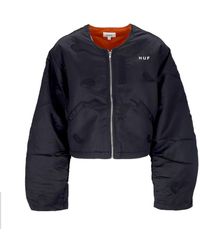Huf - Jassen ,Zwart ,Polyester Paisley Satin Bomber Jacket Zwart - Lyst