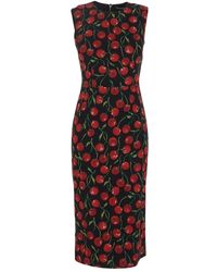 Dolce & Gabbana - Vestido midi con motivo de cerezas - Lyst