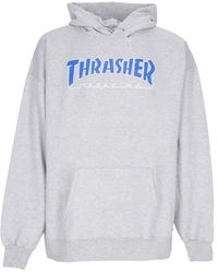 Thrasher - Hoodies & Sweatvesten ,Grijs ,Katoen Licht Staal/Blauwe Hoodie Met Verstelbare Capuchon - Lyst