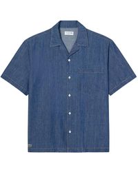 Lacoste - Denim Blouse Met Open Hals - Lyst