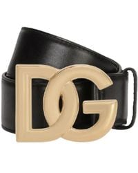 Dolce & Gabbana - Logo Riem Van Kalfsleer Met Gouden Gesp - Lyst