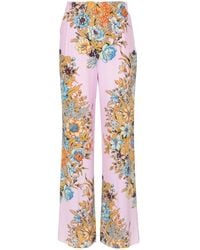 Etro - Pantaloni in seta con stampa floreale - Lyst