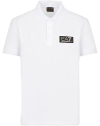 EA7 - Stretch pique polo shirt - Lyst