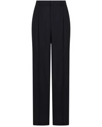 PT01 - Broeken ,Blauw ,Leer Wide Leg Tailored Broeken - Lyst