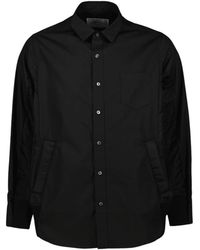Sacai - Schwarzes klassisches hemd mit reißverschlusstaschen - Lyst