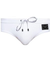Dolce & Gabbana - Swim Briefs With Branded Drawstring And Logo Tag - Lyst