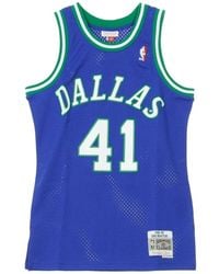 Mitchell & Ness - Fitness ,Blauw ,Polyester Dirk Nowitzki Basketball Tank Top - Lyst