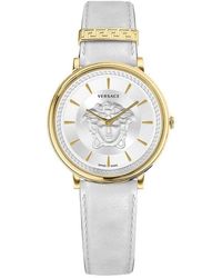 Versace - Armbanduhr v circle medusa weiß, gold 38 mm ve8102719 - Lyst