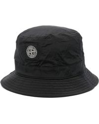 Stone Island - Schwarze hüte mit kompass-patch-logo - Lyst