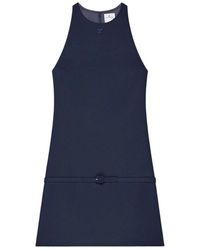 Courreges - Kleedjes ,Blauw ,Twill Mini Jurk Met Riem - Lyst