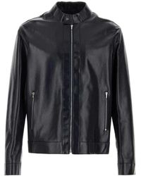Fendi - Jassen ,Blauw ,Leer Leren Bomberjack - Lyst