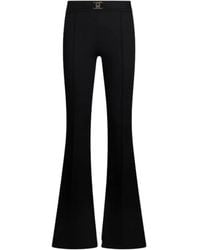Liu Jo - Broeken ,Zwart ,Nylon Flared Broek Met Logoriem - Lyst