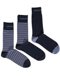 Emporio Armani - Calze uomo in cotone blu collezione - Lyst