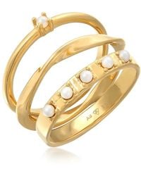 Elli Jewelry - Silberring-Set Mit Synthetischen Perlen - Lyst