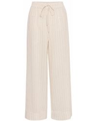 My Essential Wardrobe - Gestreifte Weite Hose Hafer Melange - Lyst