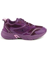 Calvin Klein - Lila Leder Sneaker Mit Detailnähten - Lyst