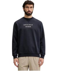Guess - Hoodies & Sweatvesten ,Blauw ,Katoen Cotton Sweatshirt - Lyst