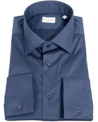Xacus - Overhemden ,Blauw ,Katoen Moderne Franse Kraag Shirt Blauw - Lyst