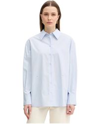 Twinset - Overhemden ,Blauw ,Katoen Lange Mouwen Shirt Met Knopen - Lyst