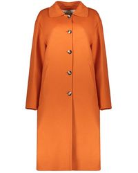 Herno - Jassen ,Oranje ,Wol Klassieke Wollen Jas Met Twee Zakken - Lyst